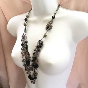 Fashion Black Gunmetal Beads Necklace